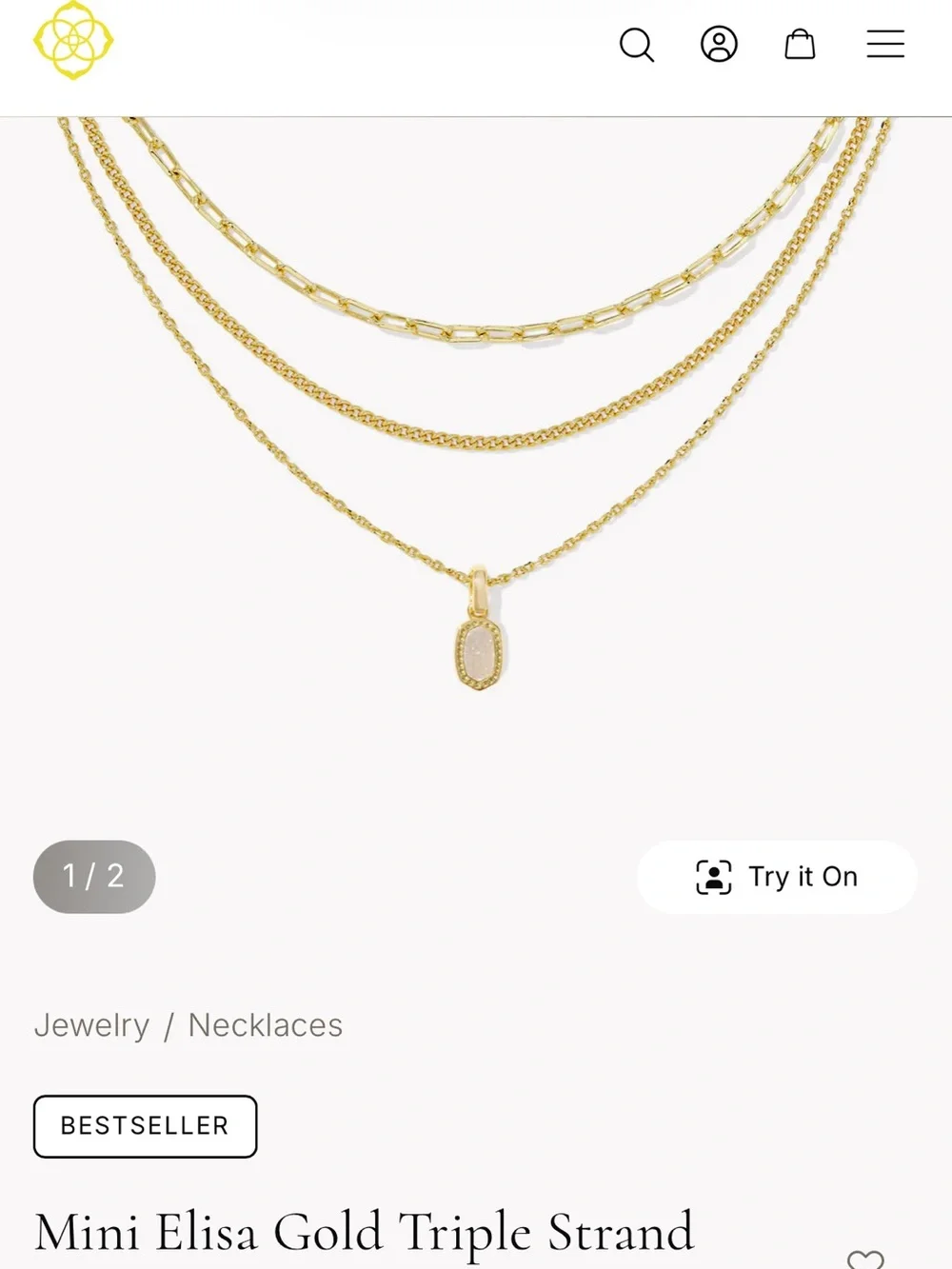 Kendra Scott Mini Elisa Gold Triple Strand Necklace